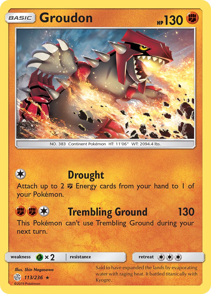 Groudon (113/236) (Cracked Ice Holo) (Theme Deck Exclusive) [Sun & Moon: Cosmic Eclipse] | Arkham Games and Comics