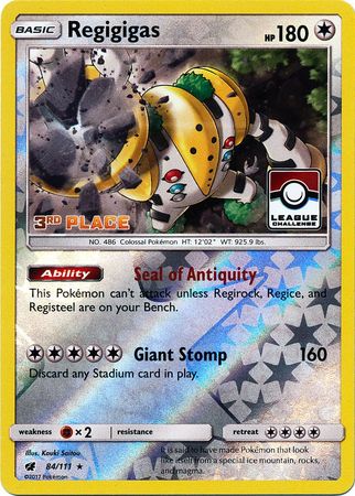 Regigigas (84/111) (League Promo 3rd Place) [Sun & Moon: Crimson Invasion] | Arkham Games and Comics