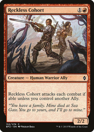 Reckless Cohort [Battle for Zendikar] | Arkham Games and Comics