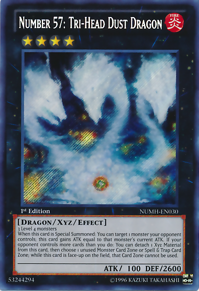 Number 57: Tri-Head Dust Dragon [NUMH-EN030] Secret Rare | Arkham Games and Comics