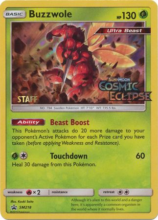 Buzzwole (SM218) (Staff Prerelease Promo) [Sun & Moon: Black Star Promos] | Arkham Games and Comics