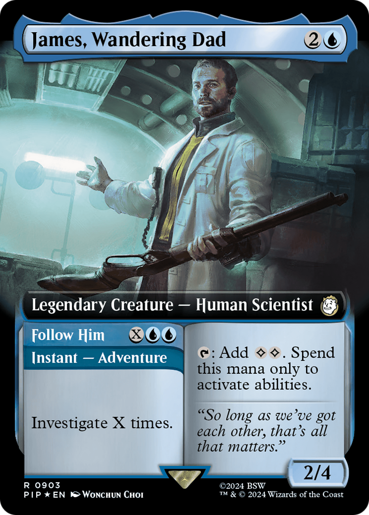 James, Wandering Dad // Follow Him (Extended Art) (Surge Foil) [Fallout] | Arkham Games and Comics