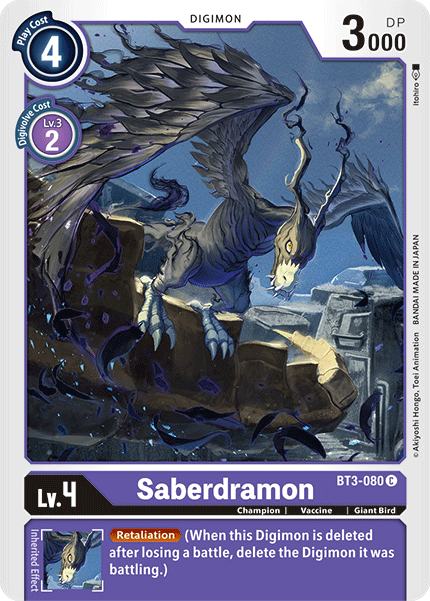 Saberdramon [BT3-080] [Release Special Booster Ver.1.5] | Arkham Games and Comics