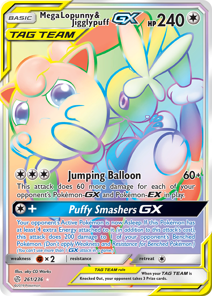 Mega Lopunny & Jigglypuff GX (261/236) [Sun & Moon: Cosmic Eclipse] | Arkham Games and Comics