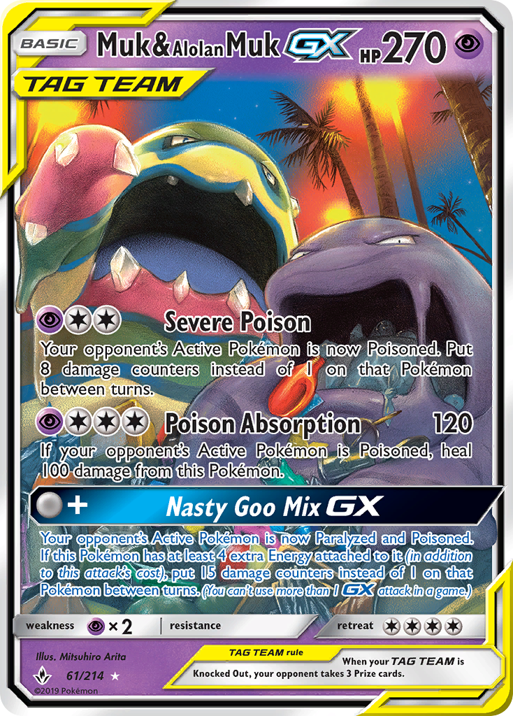 Muk & Alolan Muk GX (61/214) [Sun & Moon: Unbroken Bonds] | Arkham Games and Comics