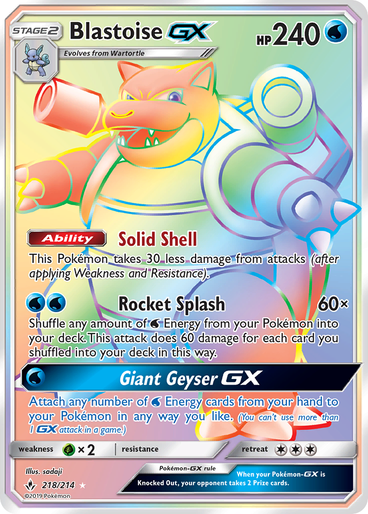 Blastoise GX (218/214) [Sun & Moon: Unbroken Bonds] | Arkham Games and Comics