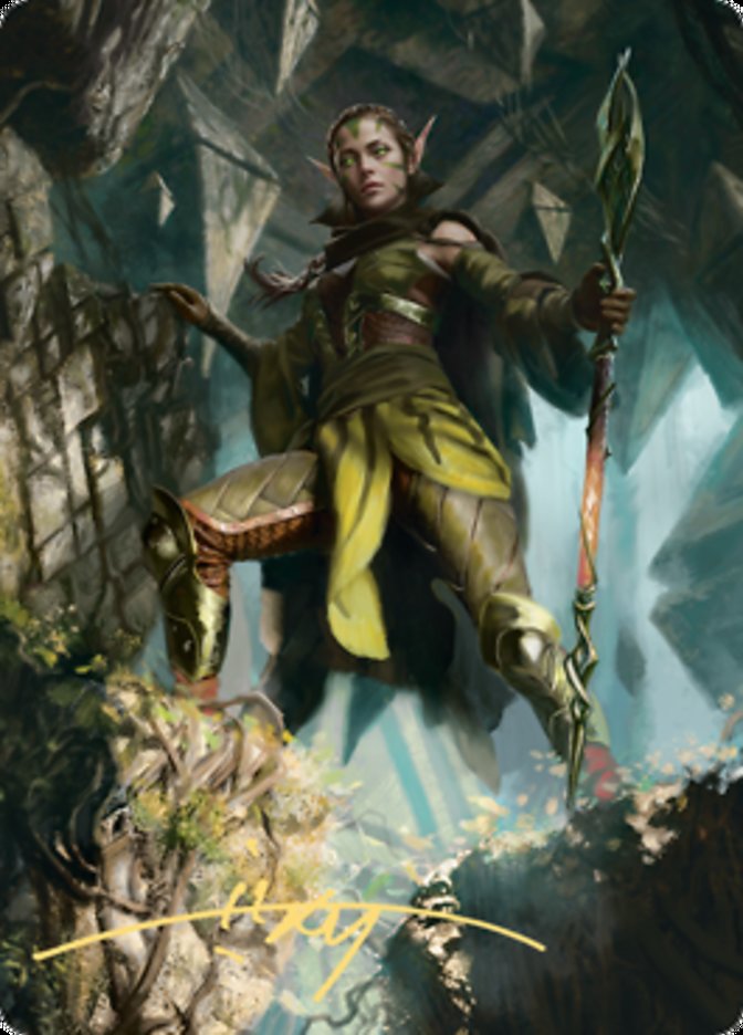 Nissa of Shadowed Boughs 1 Art Card (Gold-Stamped Signature) [Zendikar Rising Art Series] | Arkham Games and Comics