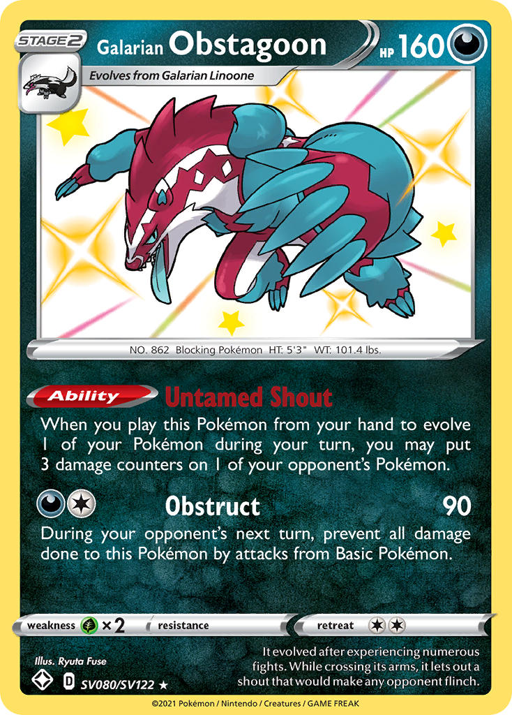 Galarian Obstagoon (SV080/SV122) [Sword & Shield: Shining Fates] | Arkham Games and Comics