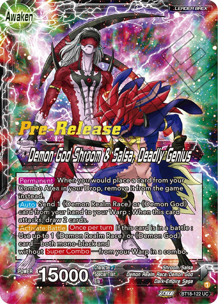 Shroom & Salsa // Demon God Shroom & Salsa, Deadly Genius (BT18-122) [Dawn of the Z-Legends Prerelease Promos] | Arkham Games and Comics