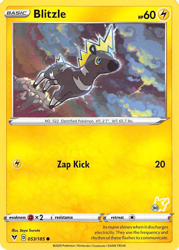 Blitzle (053/185) (Pikachu Stamp #30) [Battle Academy 2022] | Arkham Games and Comics