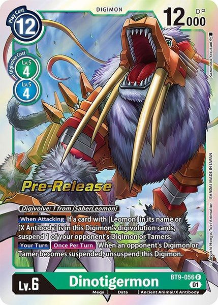 Dinotigermon [BT9-056] [X Record Pre-Release Promos] | Arkham Games and Comics