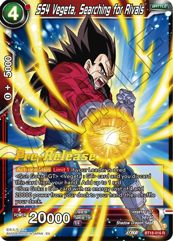 SS4 Vegeta, Searching for Rivals (BT18-016) [Dawn of the Z-Legends Prerelease Promos] | Arkham Games and Comics