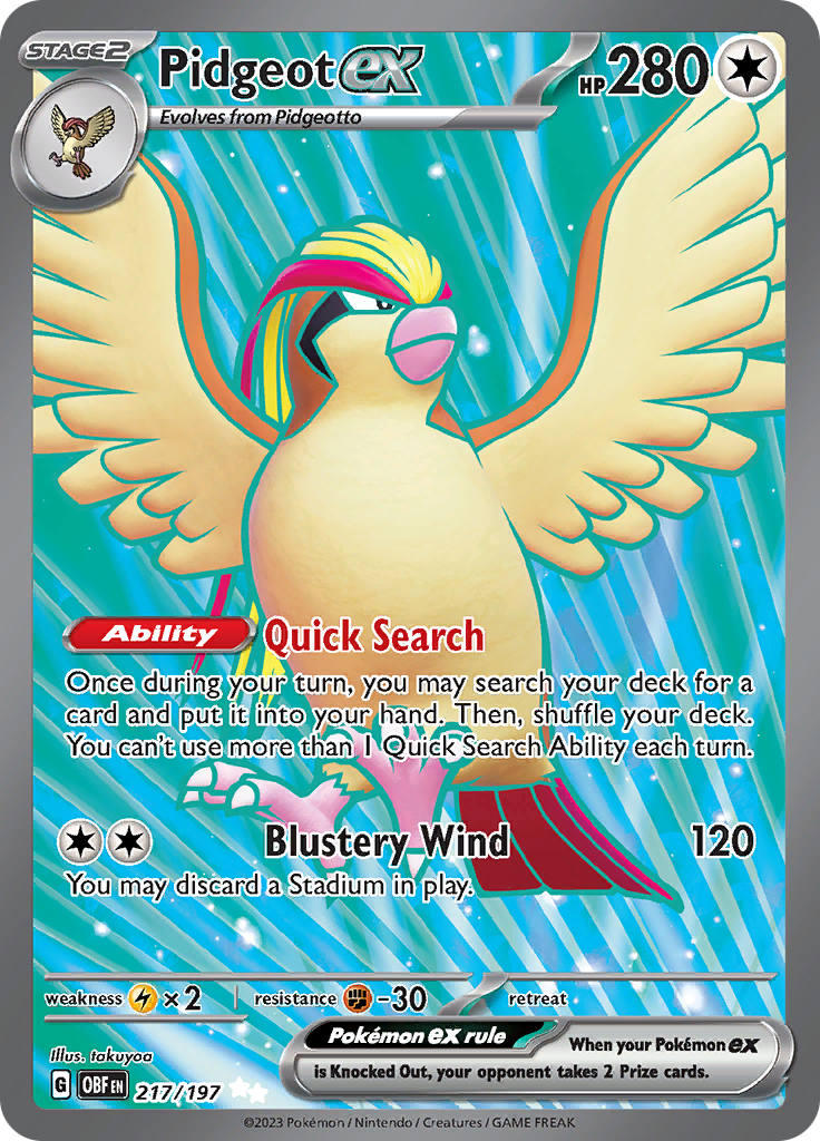 Pidgeot ex (217/197) [Scarlet & Violet: Obsidian Flames] | Arkham Games and Comics