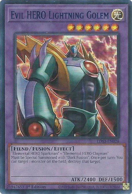 Evil HERO Lightning Golem (Blue) [LDS3-EN028] Ultra Rare | Arkham Games and Comics