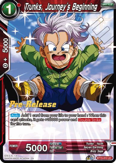 Trunks, Journey's Beginning (BT15-013) [Saiyan Showdown Prerelease Promos] | Arkham Games and Comics