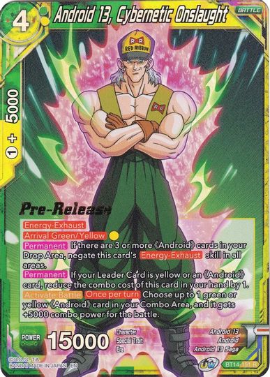 Android 13, Cybernetic Onslaught (BT14-151) [Cross Spirits Prerelease Promos] | Arkham Games and Comics