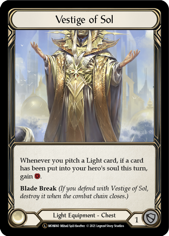 Vestige of Sol [U-MON060-RF] (Monarch Unlimited)  Unlimited Rainbow Foil | Arkham Games and Comics