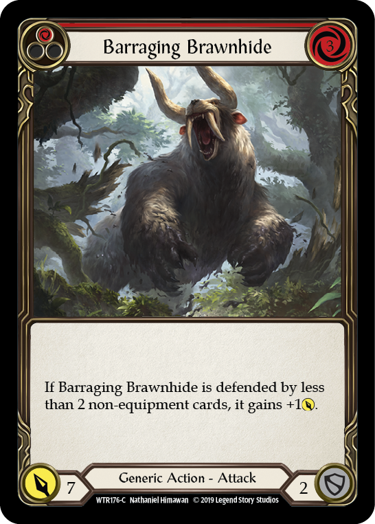 Barraging Brawnhide (Red) [WTR176-C] (Welcome to Rathe)  Alpha Print Normal | Arkham Games and Comics