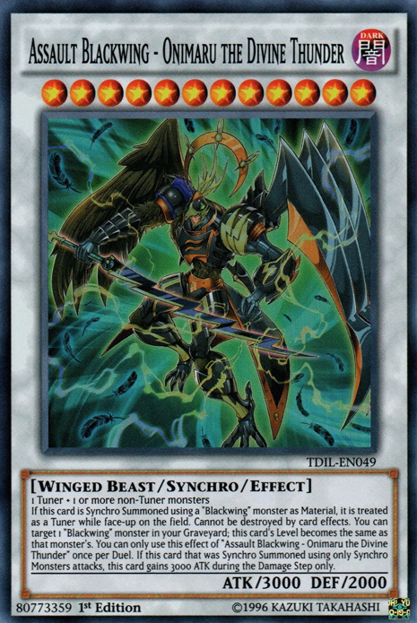 Assault Blackwing - Onimaru the Divine Thunder [TDIL-EN049] Super Rare | Arkham Games and Comics