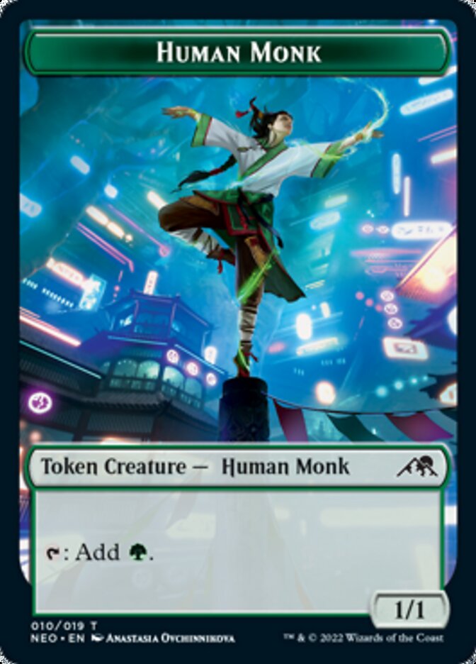 Spirit (002) // Human Monk Double-sided Token [Kamigawa: Neon Dynasty Tokens] | Arkham Games and Comics