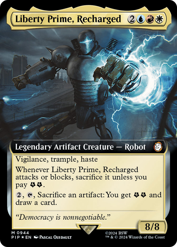 Liberty Prime, Recharged (Extended Art) (Surge Foil) [Fallout] | Arkham Games and Comics