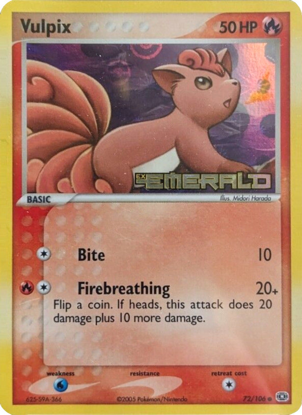 Vulpix (72/106) (Stamped) [EX: Emerald] | Arkham Games and Comics