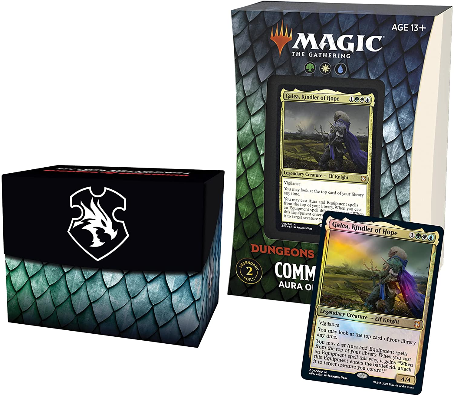 Adventures in the Forgotten Realms Aura of Courage Commander Deck Green/White/Blue | Arkham Games and Comics