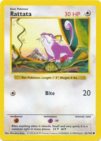 Rattata (61/102) [Base Set Shadowless Unlimited] | Arkham Games and Comics