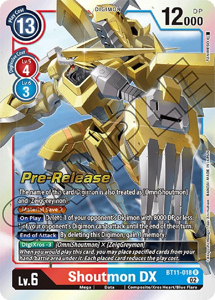 Shoutmon DX [BT11-018] [Dimensional Phase Pre-Release Promos] | Arkham Games and Comics