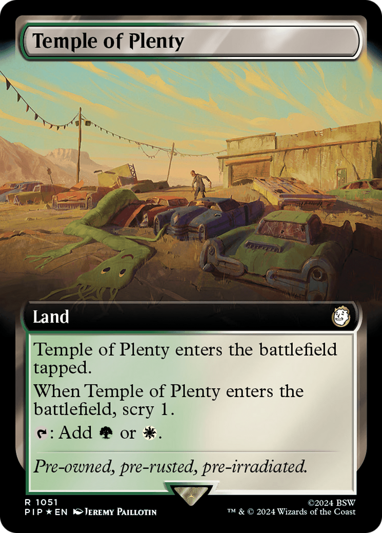 Temple of Plenty (Extended Art) (Surge Foil) [Fallout] | Arkham Games and Comics