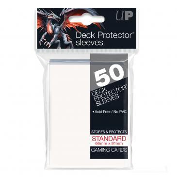 50ct White Standard Deck Protectors | Arkham Games and Comics