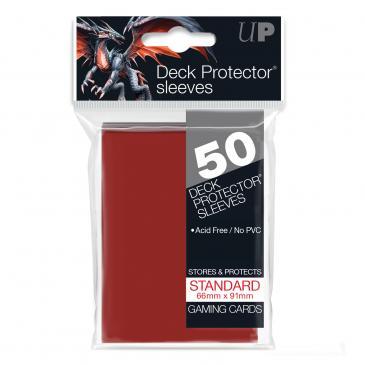 50ct Red Standard Deck Protectors | Arkham Games and Comics