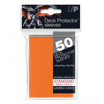 50ct Orange Standard Deck Protectors | Arkham Games and Comics