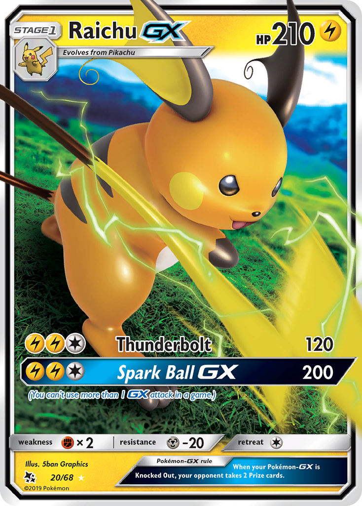 Raichu GX (20/68) [Sun & Moon: Hidden Fates] | Arkham Games and Comics