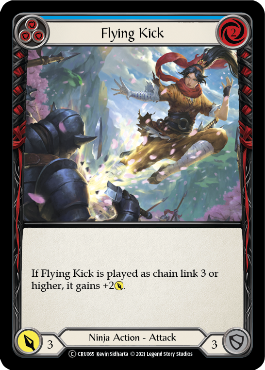 Flying Kick (Blue) [U-CRU065] (Crucible of War Unlimited)  Unlimited Rainbow Foil | Arkham Games and Comics