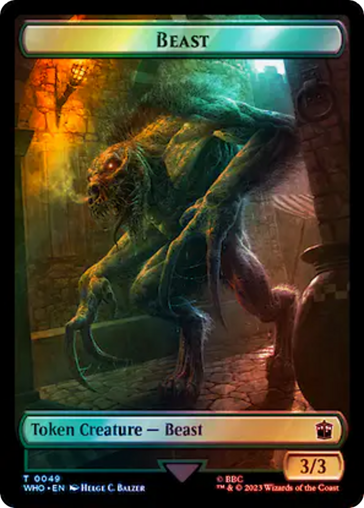 Human Noble // Beast Double-Sided Token (Surge Foil) [Doctor Who Tokens] | Arkham Games and Comics