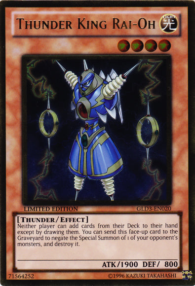 Thunder King Rai-Oh [GLD3-EN020] Gold Rare | Arkham Games and Comics