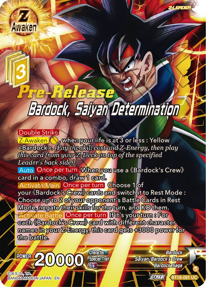 Bardock, Saiyan Determination (BT18-091) [Dawn of the Z-Legends Prerelease Promos] | Arkham Games and Comics