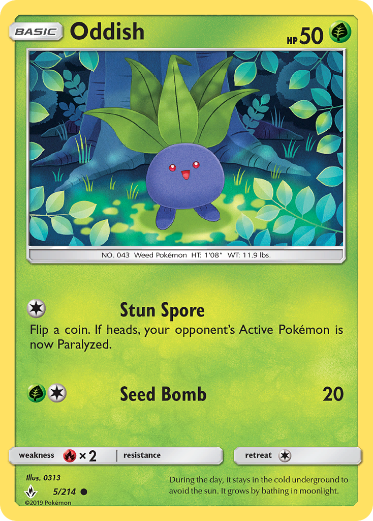 Oddish (5/214) [Sun & Moon: Unbroken Bonds] | Arkham Games and Comics