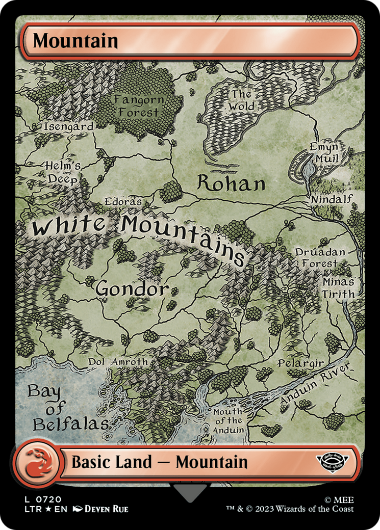 Mountain (720) (Surge Foil) [The Lord of the Rings: Tales of Middle-Earth] | Arkham Games and Comics