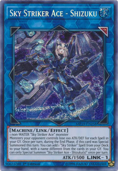 Sky Striker Ace - Shizuku [MP19-EN258] Prismatic Secret Rare | Arkham Games and Comics