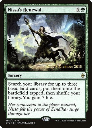 Nissa's Renewal [Battle for Zendikar Promos] | Arkham Games and Comics