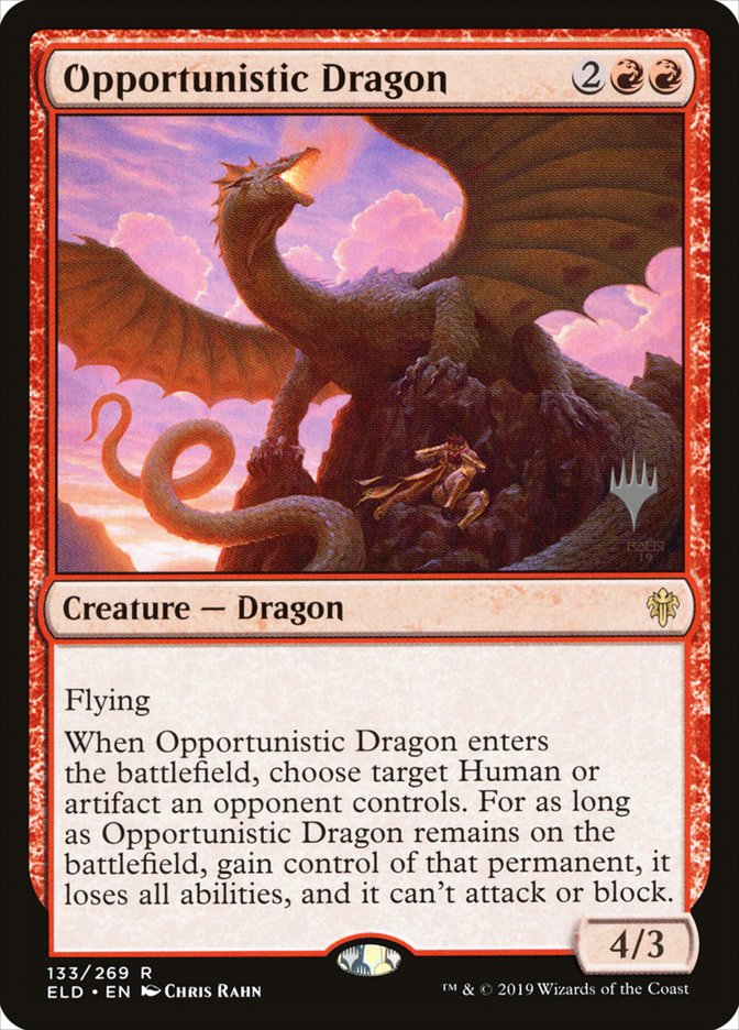 Opportunistic Dragon (Promo Pack) [Throne of Eldraine Promos] | Arkham Games and Comics