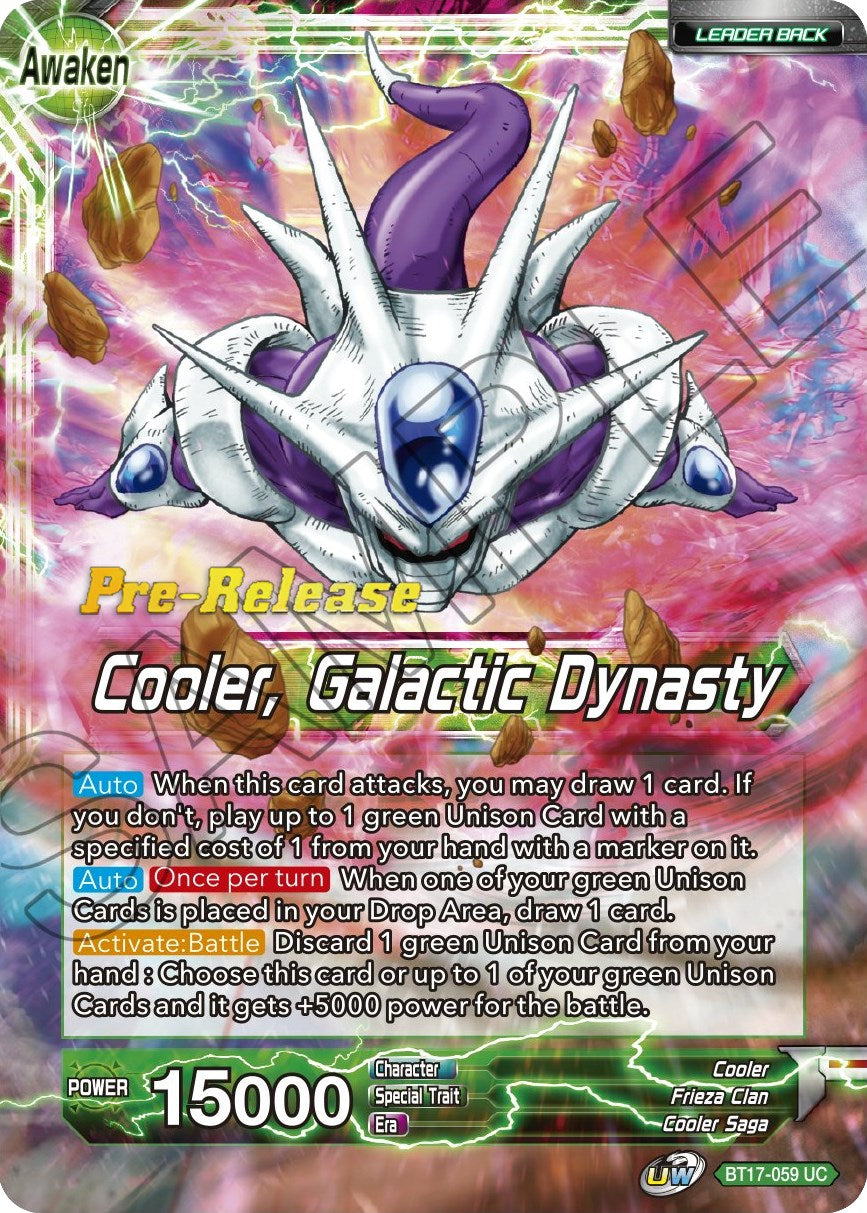 Cooler // Cooler, Galactic Dynasty (BT17-059) [Ultimate Squad Prerelease Promos] | Arkham Games and Comics