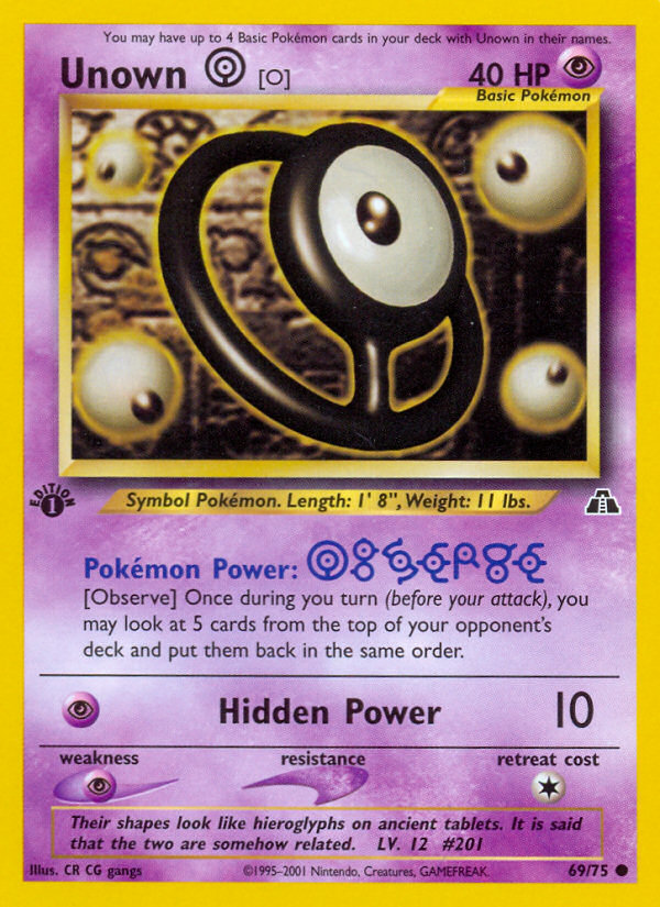 Unown [O] (69/75) [Neo Discovery 1st Edition] | Arkham Games and Comics