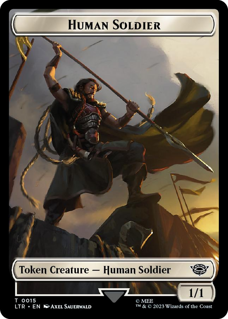 Human Soldier (0015) // Food (0022) Double-Sided Token (Surge Foil) [The Lord of the Rings: Tales of Middle-Earth Tokens] | Arkham Games and Comics