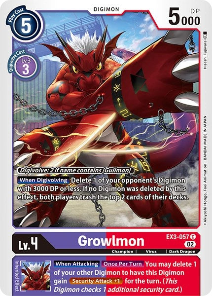 Growlmon [EX3-057] [Revision Pack Cards] | Arkham Games and Comics
