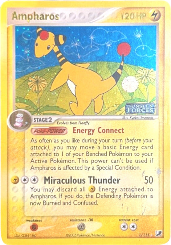 Ampharos (1/115) (Stamped) [EX: Unseen Forces] | Arkham Games and Comics