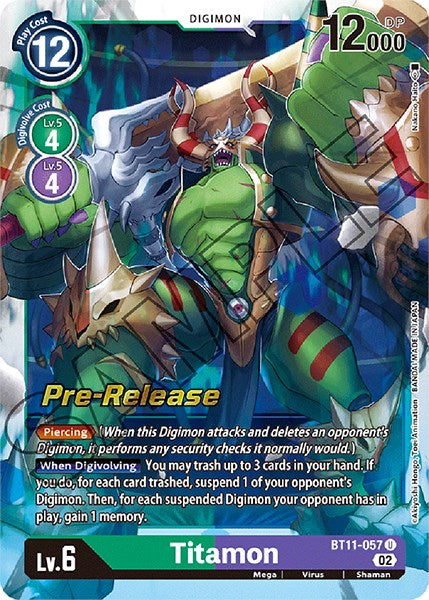 Titamon [BT11-057] [Dimensional Phase Pre-Release Promos] | Arkham Games and Comics