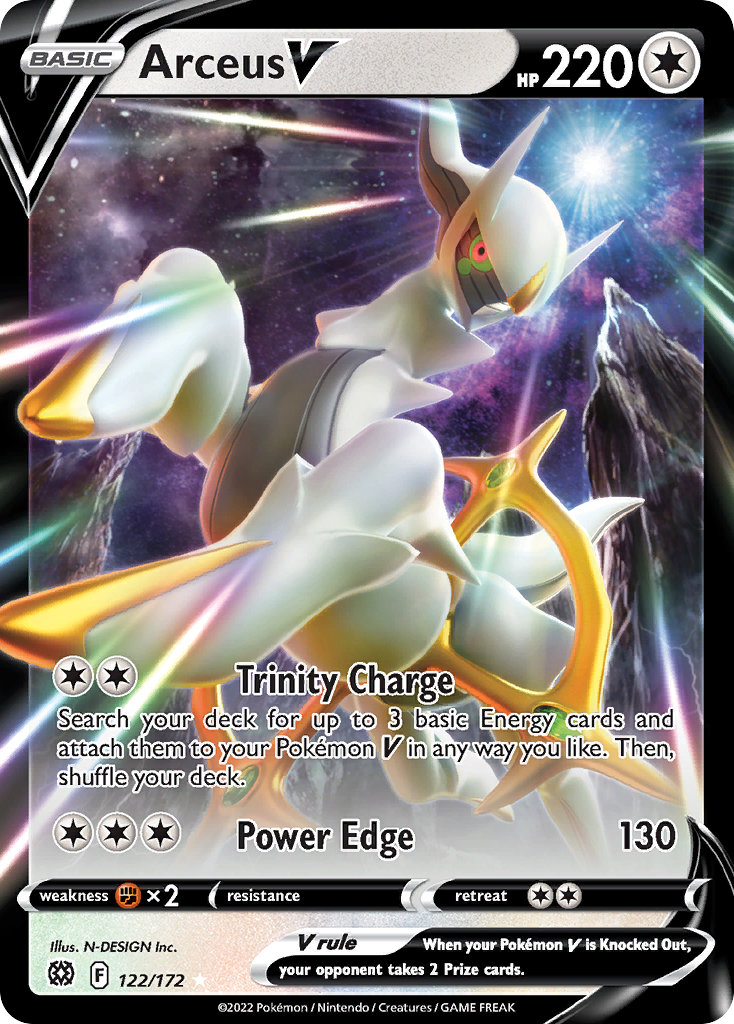 Arceus V (122/172) (Metal Card) [Sword & Shield: Brilliant Stars] | Arkham Games and Comics